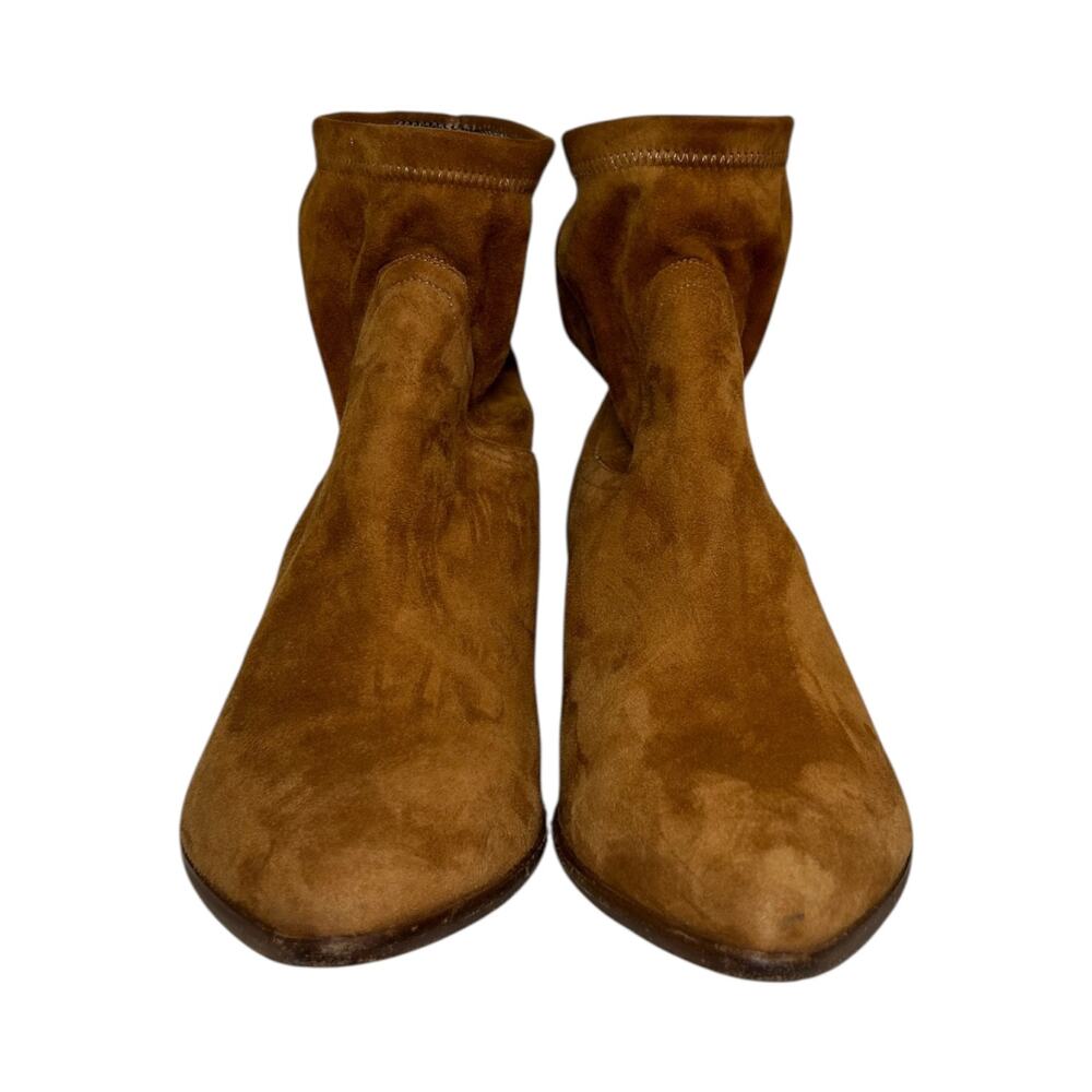 Tamara Mellon 'Go West Ankle' Bootie, Suede, Pull-On, Tan, Size 39.5 EU, 9.5 US - Picture 3 of 11